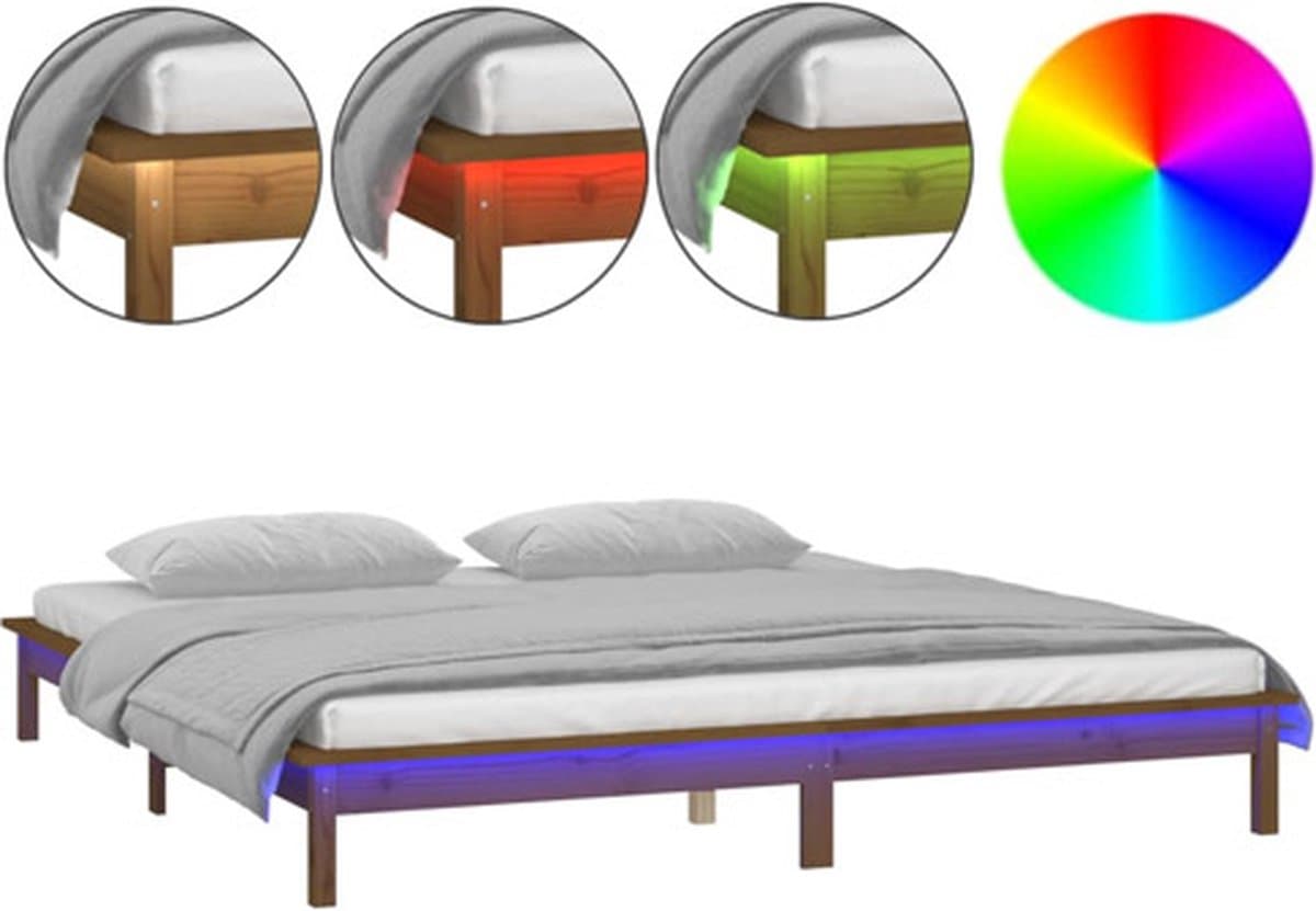 Massief houten LED bedframe: Slaap in stijl! ✨