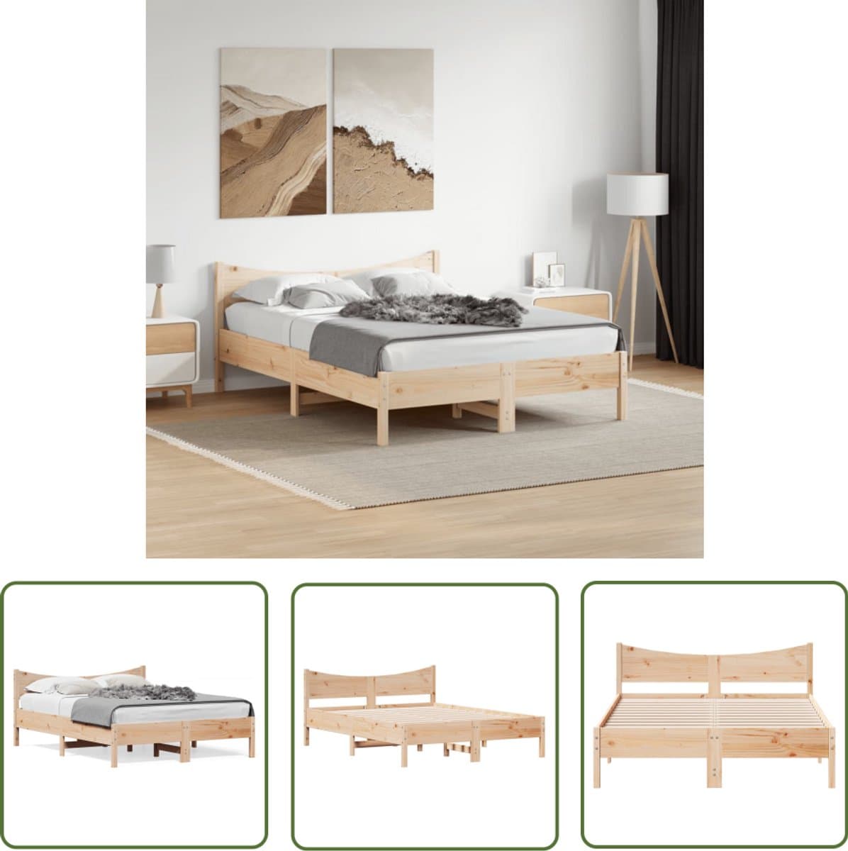 Stijlvol Grenen Houten Bed voor Droomnachten