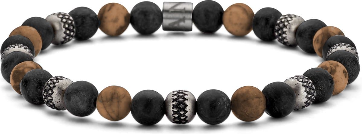 Stoere Herenarmband: Natuursteen en Staal